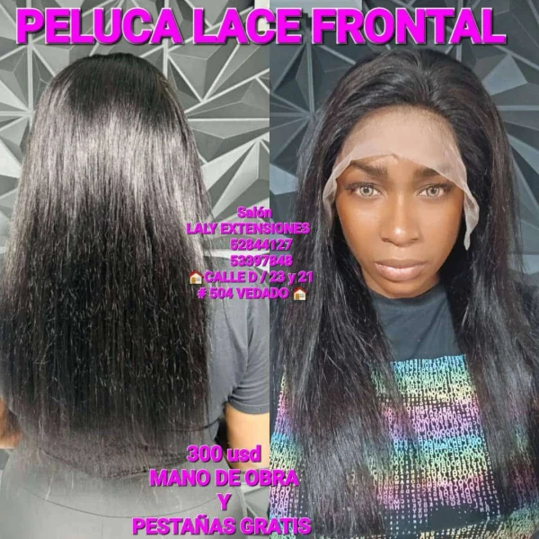 Peluca lace frontal lisa negra – Look clásico y elegante's foto | Laly Extensiones |  BizneCubano