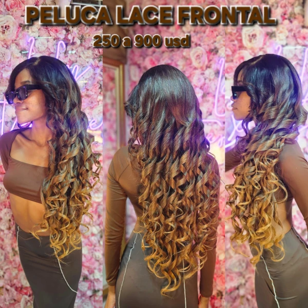 💫 Peluca Lace Frontal – Rizada Larga con Balayage Dorado's foto | Laly Extensiones |  BizneCubano