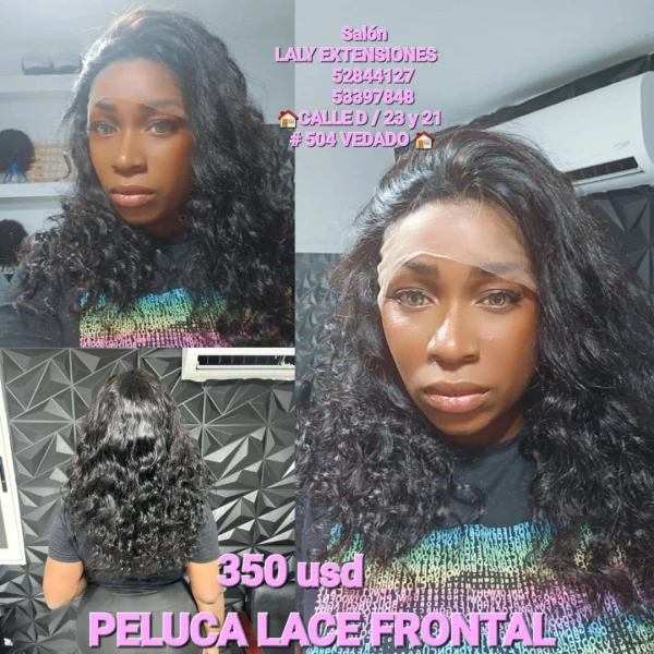 💫 Peluca Lace Frontal Ondulada Negra – Natural y Sofisticada's foto | Laly Extensiones |  BizneCubano