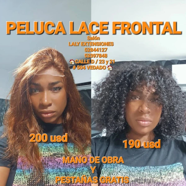 💫 Pelucas Lace Frontal – Rizada Natural y Lisa Caoba's foto | Laly Extensiones |  BizneCubano