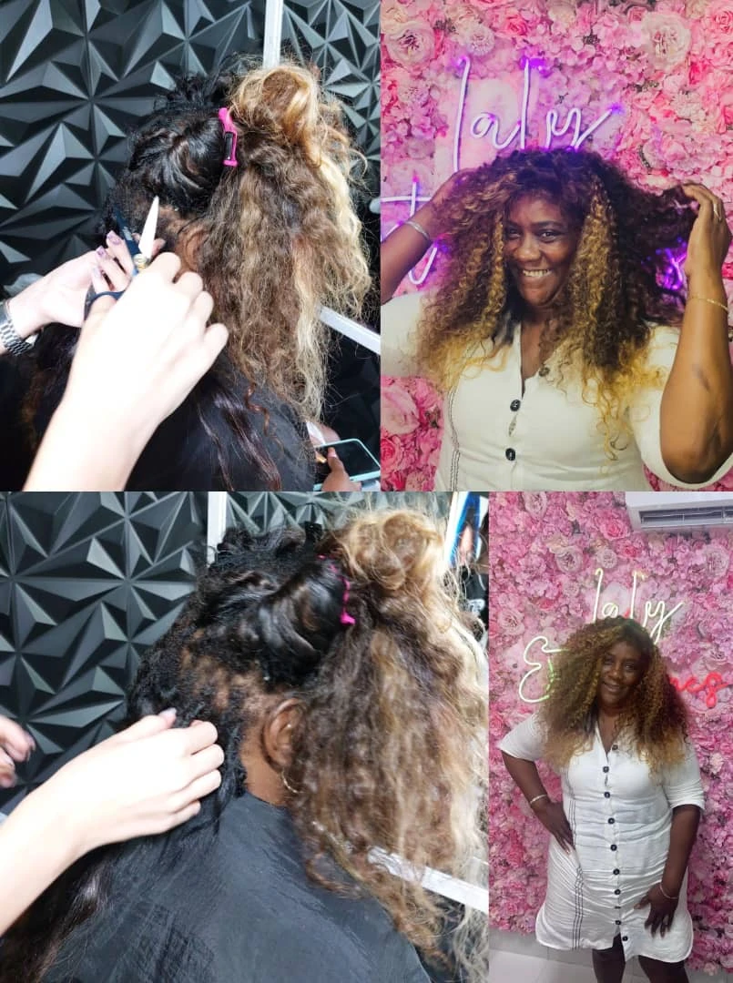 💫 Peluca Lace Frontal Rizada Rubio Dorado – Transformación Real con Técnica Profesional's foto | Laly Extensiones |  BizneCubano
