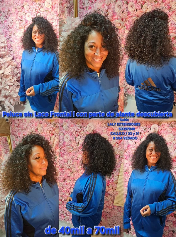 💫 Peluca Rizada sin Lace Frontal – Estilo Natural y Práctico con Frente Libre's foto | Laly Extensiones |  BizneCubano