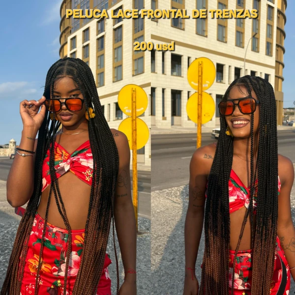 💫 Peluca Lace Frontal de Trenzas – Estilo Box Braids  Precio: 200 USD Hecha por Laly Extensiones's foto | Laly Extensiones |  BizneCubano